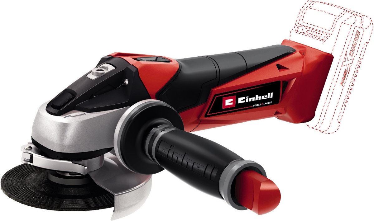 Einhell Akku-Winkelschleifer TE-AG 18 115 Li Solo – Power X-Change – 18 V Li-Ion – ø115 mm – 8.500 t min – max. Schnitttiefe: 28 mm - exkl. Akku, Ladegerät und Schleifscheibe