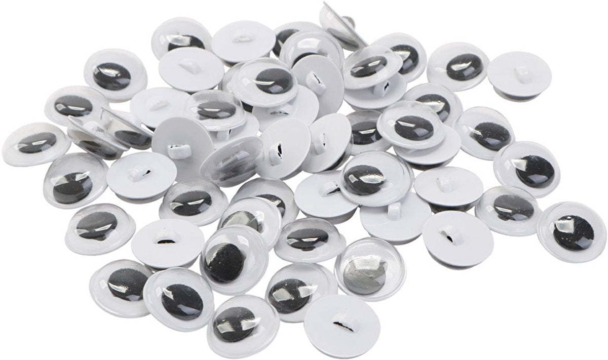 Creativ Company Kulleraugen, zum Aufnähen, Größe 10 mm, 50 Paar, 100 Stück, 1 Beutel