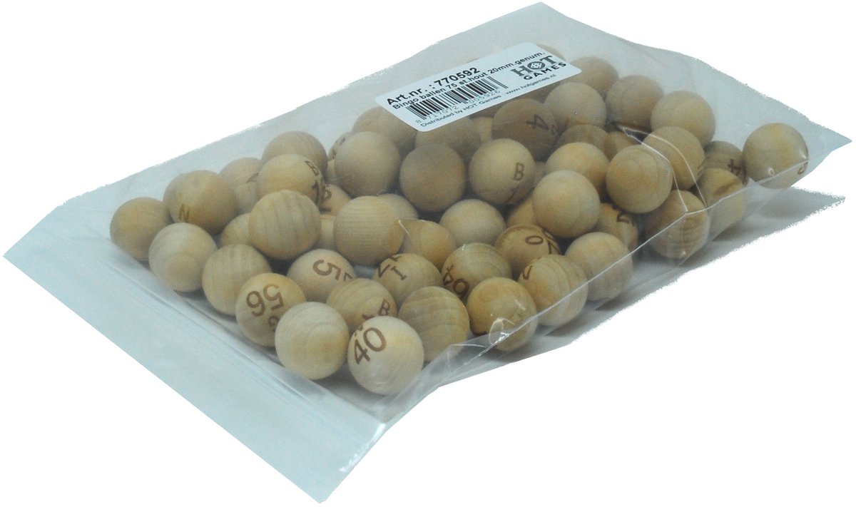 Hot Games Bingokugeln 75 Stk. Holz 20mm.genum.