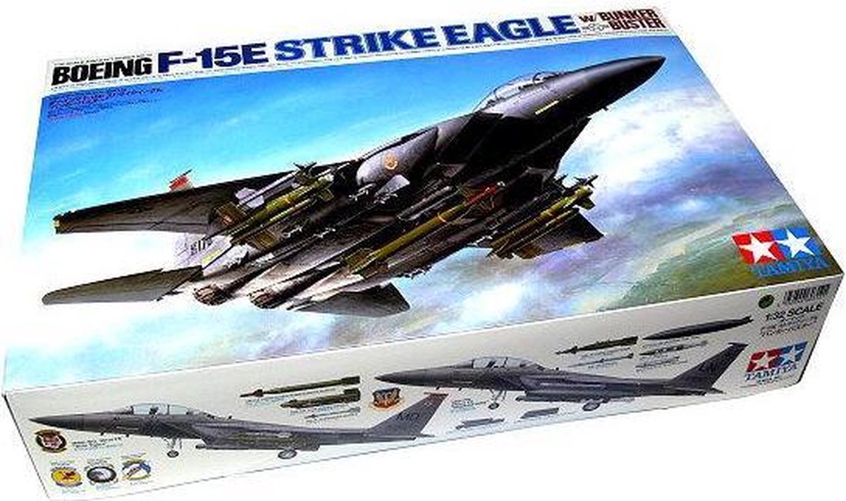 Tamiya Modellbausatz Flugzeug – 60312 Boeing F-15e Bunker Buster Strike Eagle aus Kunststoff – 1:32 – Modellbausatz