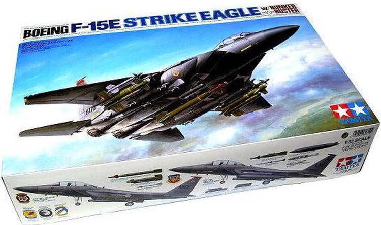 Tamiya Modellbausatz Flugzeug – 60312 Boeing F-15e Bunker Buster Strike Eagle aus Kunststoff – 1:32 – Modellbausatz