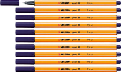 Stabilo point 88 - Premium Fineliner - fein 0,4 mm - Nachtblau - Box à 10 Stück