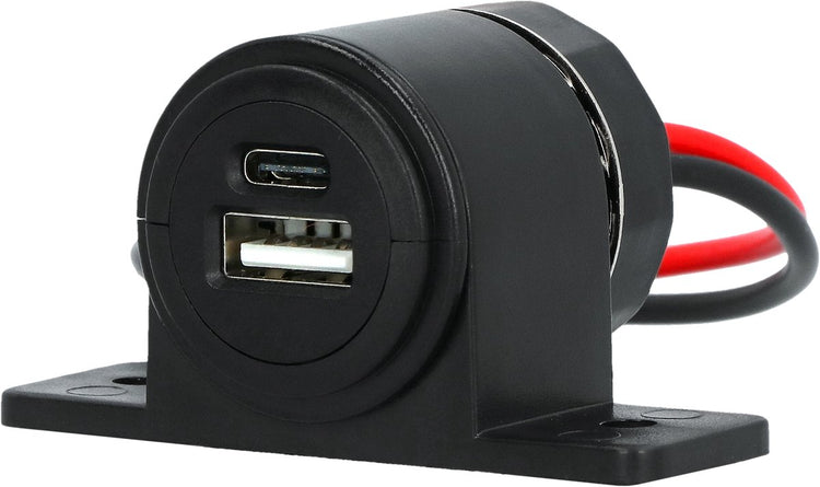 Carpoint Aufputzsteckdose USB-A + USB-C – 12 24 V – 5 Volt 2,4 Ampere – gleichzeitiges Laden von bis zu zwei Geräten – Schraubmontage