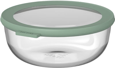 Mepal Lebensmittelbehälter aus Glas rund Cirqula – 1200 ml – Lebensmittelbehälter aus Glas – hitzebeständig bis 550 °C. ohne Deckel – Meal-Prep-Behälter – nordischer Salbei