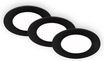 Briloner - LED Einbauleuchten Einbauleuchte Außenleuchte Badleuchte Ultraflach 3x3W Schwarz Kunststoff ø8,6cm IP65