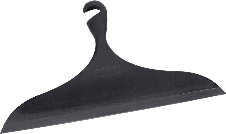 Wenko Duschabzieher Loano xxl aus schwarzem Kunststoff 34 cm breit – Fensterwischer – Duschabzieher extra breit mit Aufhängehaken