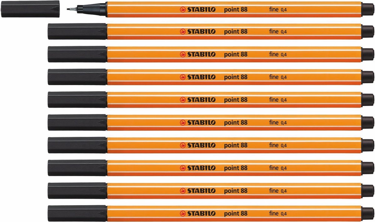Stabilo point 88 - Premium Fineliner - fein 0,4 mm - schwarz - Box à 10 Stück
