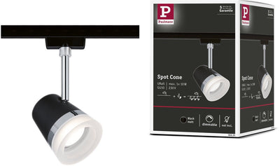 Paulmann Urail Rail Spot Cone Loose Spot Gu10 max. 10W dimmbar 230V Schwarz matt, Chrom