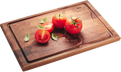 Gefu enno cutting board with juice groove – 37 x 25 cm – European walnut wood – double-sided – antibacterial