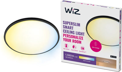 Wiz Deckenleuchte superschlank – Durchmesser: 30 cm – warmes bis kaltweißes Licht – intelligente LED-Beleuchtung – integrierte LED – 16 W – Schwarz – WLAN