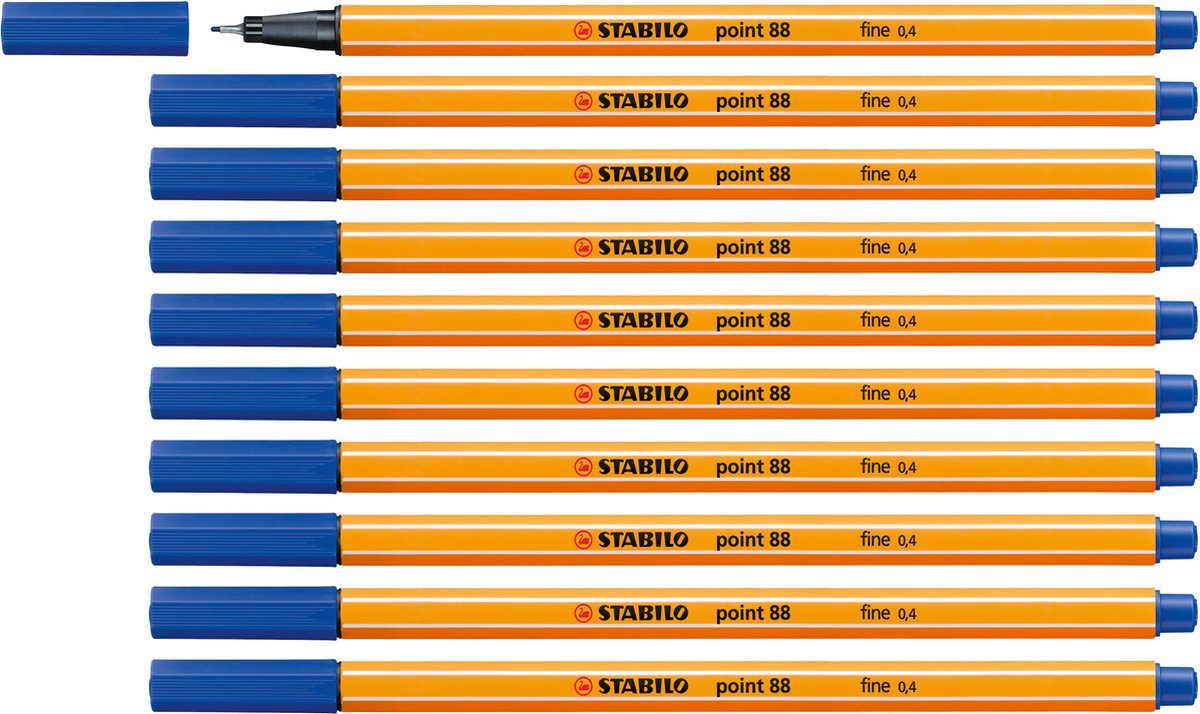 Stabilo point 88 - Premium Fineliner - fein 0,4 mm - blau - Box à 10 Stück
