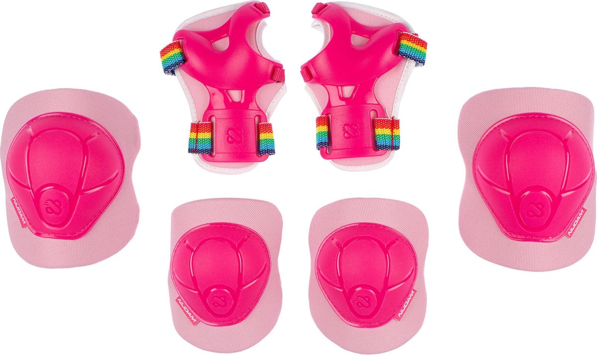 Nijdam Schlittschuhschutz-Set für Kinder – rosa Regenbogen – rosa weiß – S