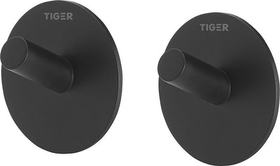 Tiger rondo - Handtuchhaken - ohne Bohren - Handtuchhaken - 3m Band - mattschwarz (2 Stück)