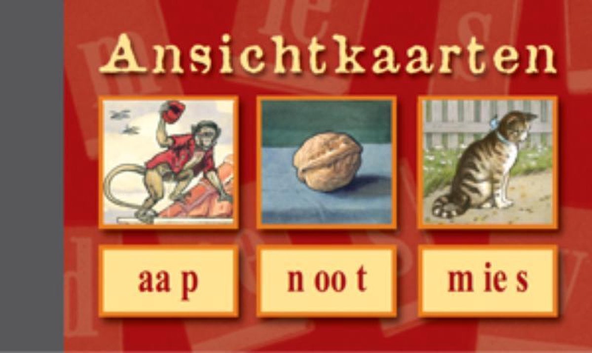 Postkarten, Affe – Nuss – Mies