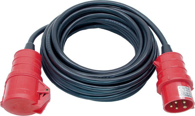 Brennerstuhl Cee-Verlängerungskabel IP44 (25 m Kabel, h07rn-f 5g2,5, 5-polig mit Cee-Stecker und Kupplung, für den Außenbereich IP44, hergestellt in Deutschland) schwarz
