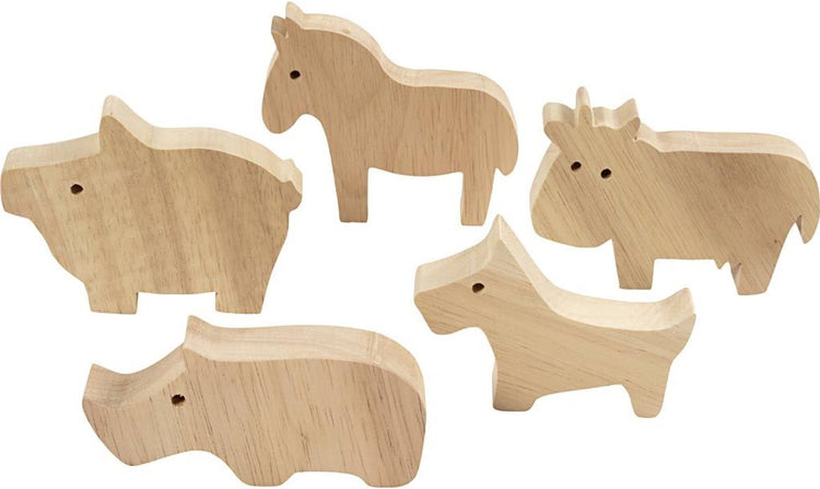 Creativ Company Holztiere, Bauernhof, H: 4,5-8,7 cm, Stärke 2 cm, 10 Stück 1 Box