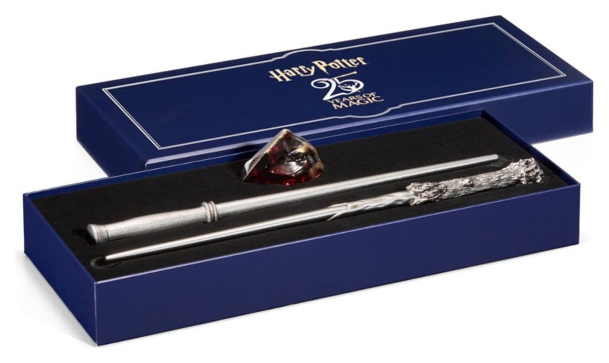Edle Sammlung von Harry Potter-Zauberstäben zum 25-jährigen Jubiläum von Harry Potter, Zauberstäbe und Zauberstein-Set