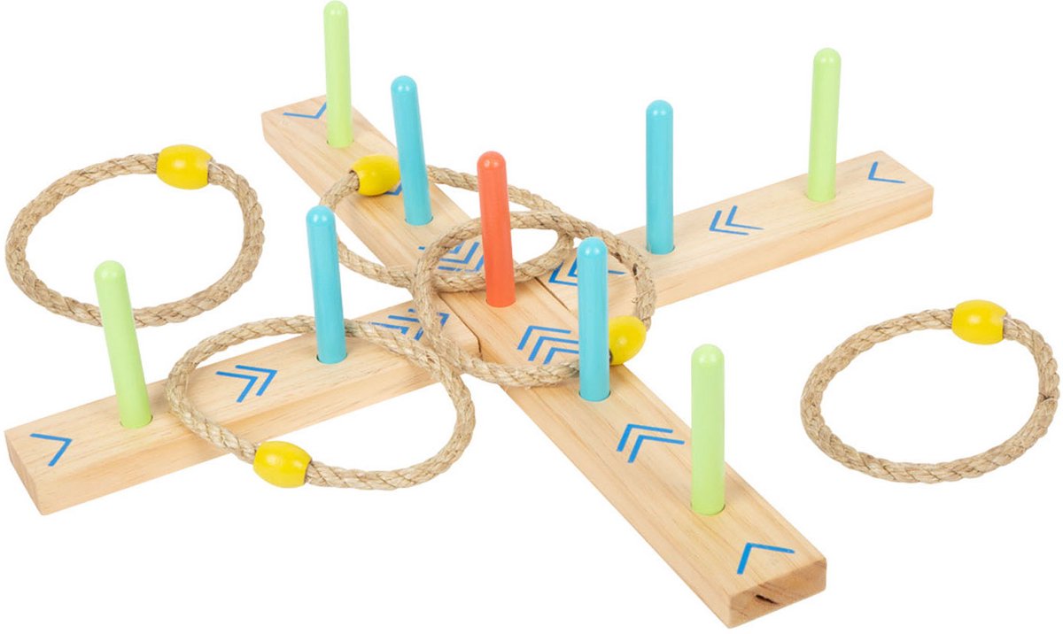 Kleines Fuß Holz Ringswerp -Spiel aktiv