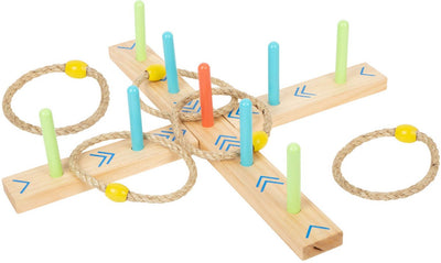 Kleines Fuß Holz Ringswerp -Spiel aktiv