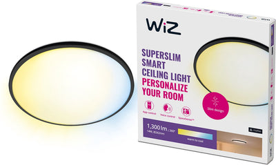Wiz Deckenleuchte superschlank – Durchmesser: 25 cm – warmes bis kühles weißes Licht – intelligente LED-Beleuchtung – integrierte LED – 14 W – Schwarz – WLAN