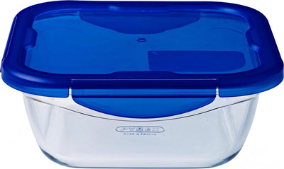 Pyrex - Cook Go Schüssel quadratisch mit Deckel 0,8 Liter - transparent