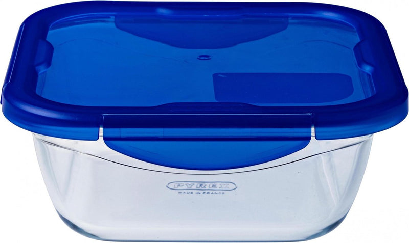 Pyrex - Cook Go Schüssel quadratisch mit Deckel 0,8 Liter - transparent