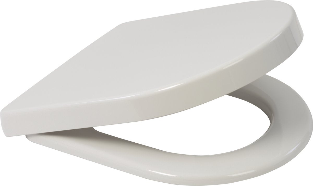 Plieger Manta Toilettensitz – D-förmiger Toilettensitz – Thermoplast – weiß – mit Deckel – Absenkautomatik – Edelstahlbefestigung
