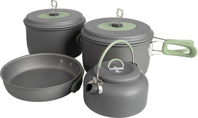 Bo-Camp - Pfannenset - Explorer - 4-teilig - mit Teekessel - hart eloxiert - Aluminium