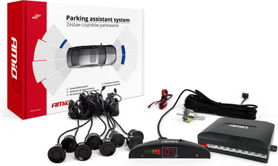 Amio Parksensor Parkassistenzsystem LED mit 8 Sensoren eingebaut schwarz