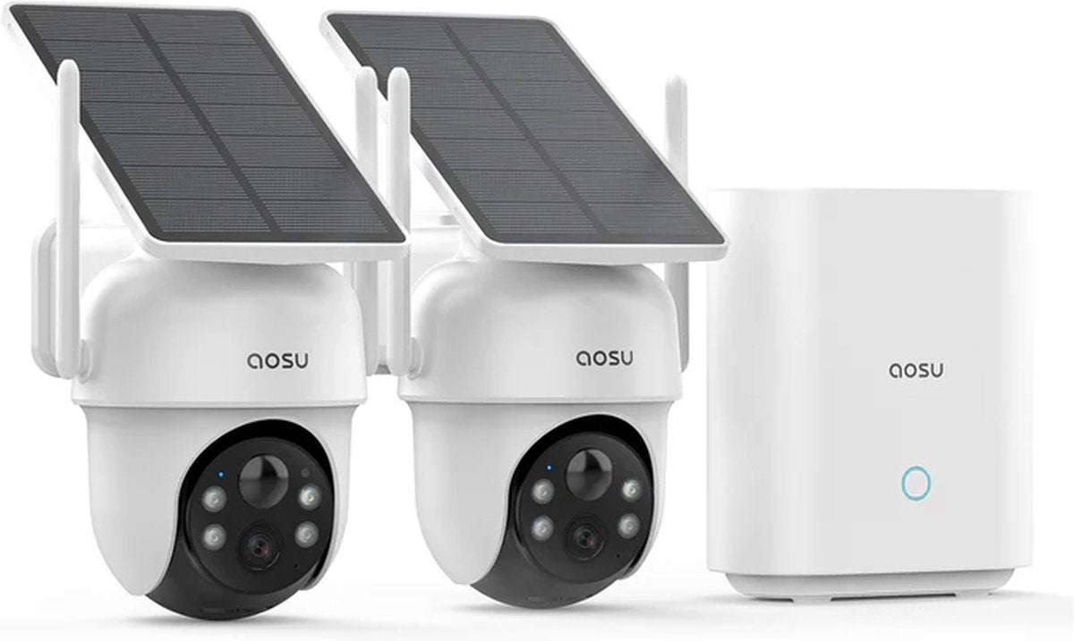 Aosu Solarcam D1 Classic Kit – 2 Sicherheitskameras mit 2K-Auflösung – 360°-Ansicht, KI-Tracking