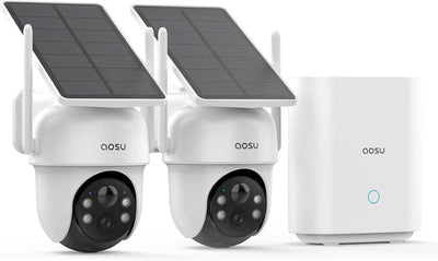 Aosu Solarcam D1 Classic Kit – 2 Sicherheitskameras mit 2K-Auflösung – 360°-Ansicht, KI-Tracking