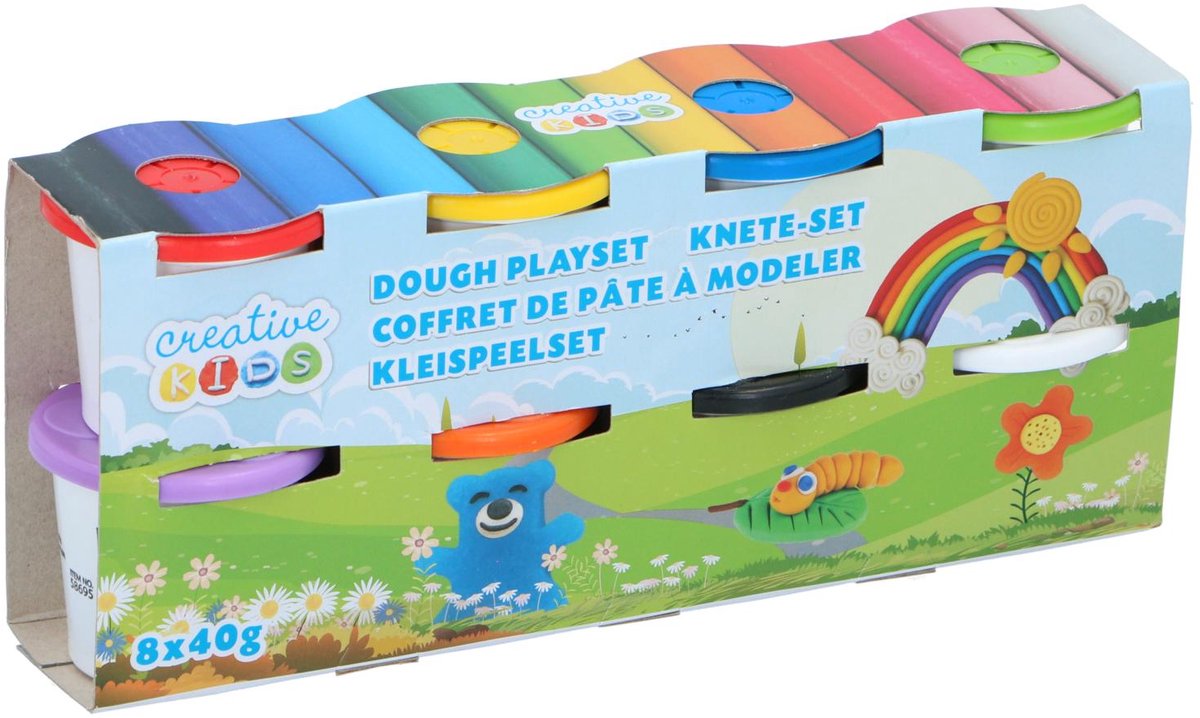 Kreatives Kinder-Ton-Set – 8 x 40 g – Ton-Spielset für Kinder – Modelliermasse-Set
