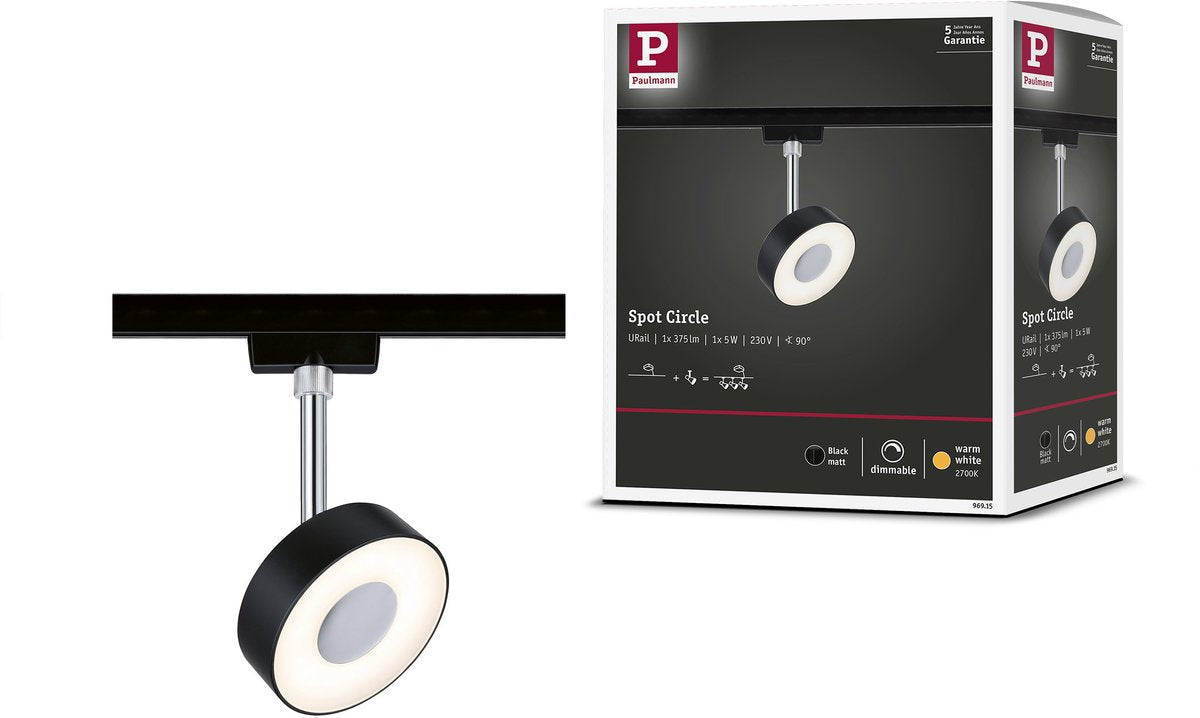 Paulmann Urail Rail Spot Circle 200lm 5W 2700K dimmbar 230V Schwarz matt