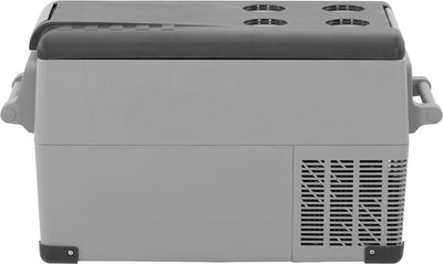 Steamy-e elektrische Kompressor-Kühlbox mit zwei Fächern – 30 Liter – 12 V und 230 V – für Auto und Camping – Grau
