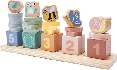 Woet ® Zählstapelblöcke aus Holz – Zählen lernen von 1 bis 5 – FSC-Stapel- und Sortierspiel – Formen, Tiere ausmalen – Montessori-Puzzle – Lernspielzeug – ab 18 Monaten