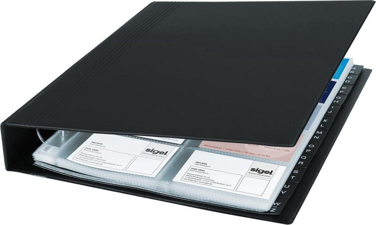 Sigel Visitenkartenmappe - A4 - Schwarz - für 400 Visitenkarten - si-vz301