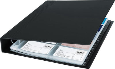 Sigel Visitenkartenmappe - A4 - Schwarz - für 400 Visitenkarten - si-vz301