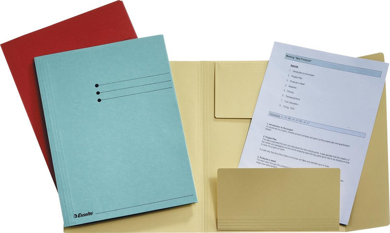 Esselte Manila 3-Klappen-Ordner 1033325, A4, sortiert, Recyclingkarton, 250 Blatt, 24 x 31,8 x 2 cm, 50 Stück