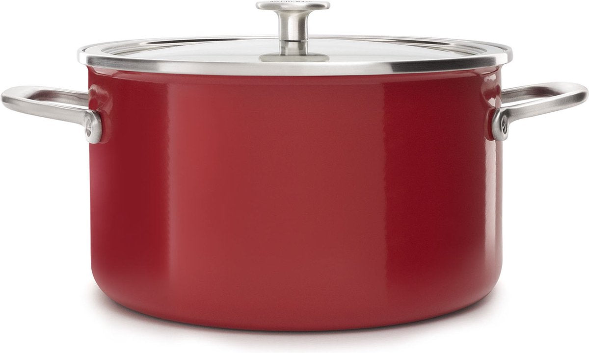 Kitchenaid Emaille-Kochtopf mit Stahlkern, 24 cm, 6 l – Imperial Red – Induktion – PFAS-frei