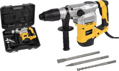 Powerplus Elektro-Bohrhammer POWX1179 – 3 in 1: Meißelhammer und Meißelrotation, 1600 W Bohrmaschine, 9 Jahre, SDS Max, 3 Zubehörteile