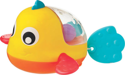 Playgro Paddel-Badefisch – Badespielzeug – Ziehspielzeug – Clownfisch mit Spritzflossen – Baby-Wasserspielzeug – 2 Farbversionen – Babyspielzeug – Spielzeug 1 Jahr – Babyspielzeug