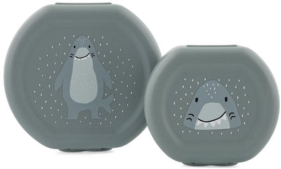 Trixie Set aus zwei Snackboxen mit Clip – Mr. Shark – leicht zu öffnen – BPA-frei – für die Schule und unterwegs
