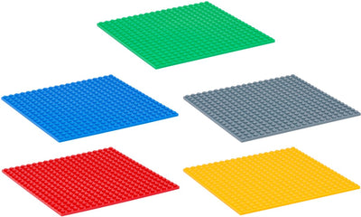 Eddy Toys Bauplatten für Bausteine – 29784 – 16x1 – Grundplatte kompatibel mit den meisten gängigen Bausteinen – Bauplatte in Rot Blau Grün Gelb Grau – Grundplatte für Konstruktionen
