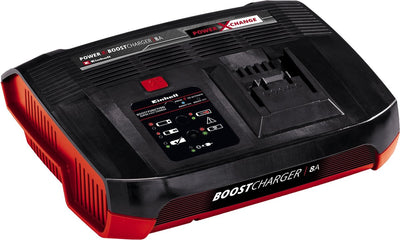 Einhell Booster-Ladegerät – Power X-Change – 18 V – Ladeleistung 8a – integrierte Wandhalterung – passend für alle Power X-Change Akkus