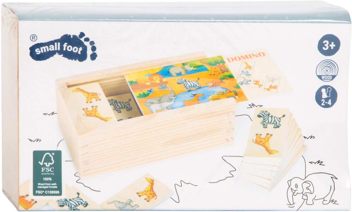 Kleiner Fuß Holz Domino Spel Safari