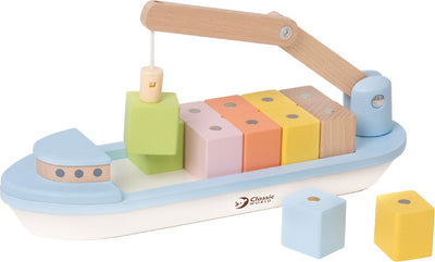 Klassiker World World Wooden Blockboot mit Tap, 13dlg.