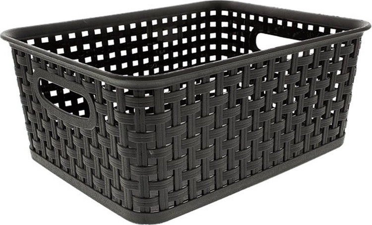 Ohne Marke Sans Marque Rattankorb | Aufbewahrungskorb | 25,5 x 20 x 10,5 cm | schwarz