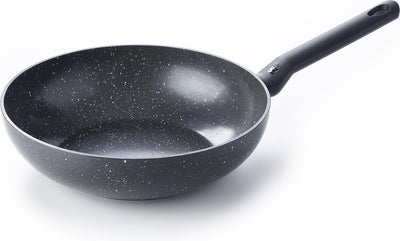 BK Universe Wok-Pfanne 28 cm – 3,7 l – PFAS-freie Antihaftbeschichtung – Wok-Pfanne Induktion – Keramikpfanne – ofenfest bis 230 °C – Kaltgriff – ohne Deckel – schwarzer Granit