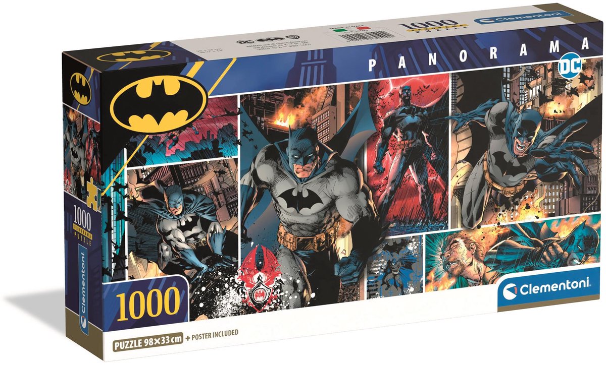 Clementoni – Puzzle – 1000 Teile – Batman Panorama – Kompaktbox – Puzzle für Erwachsene