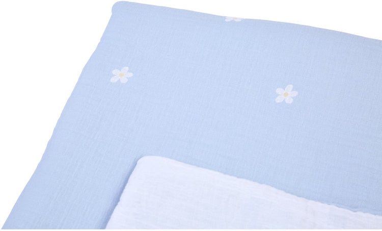 Childhome Blumenkollektion - Babydecke - Decke - 80x100cm - weiß blau